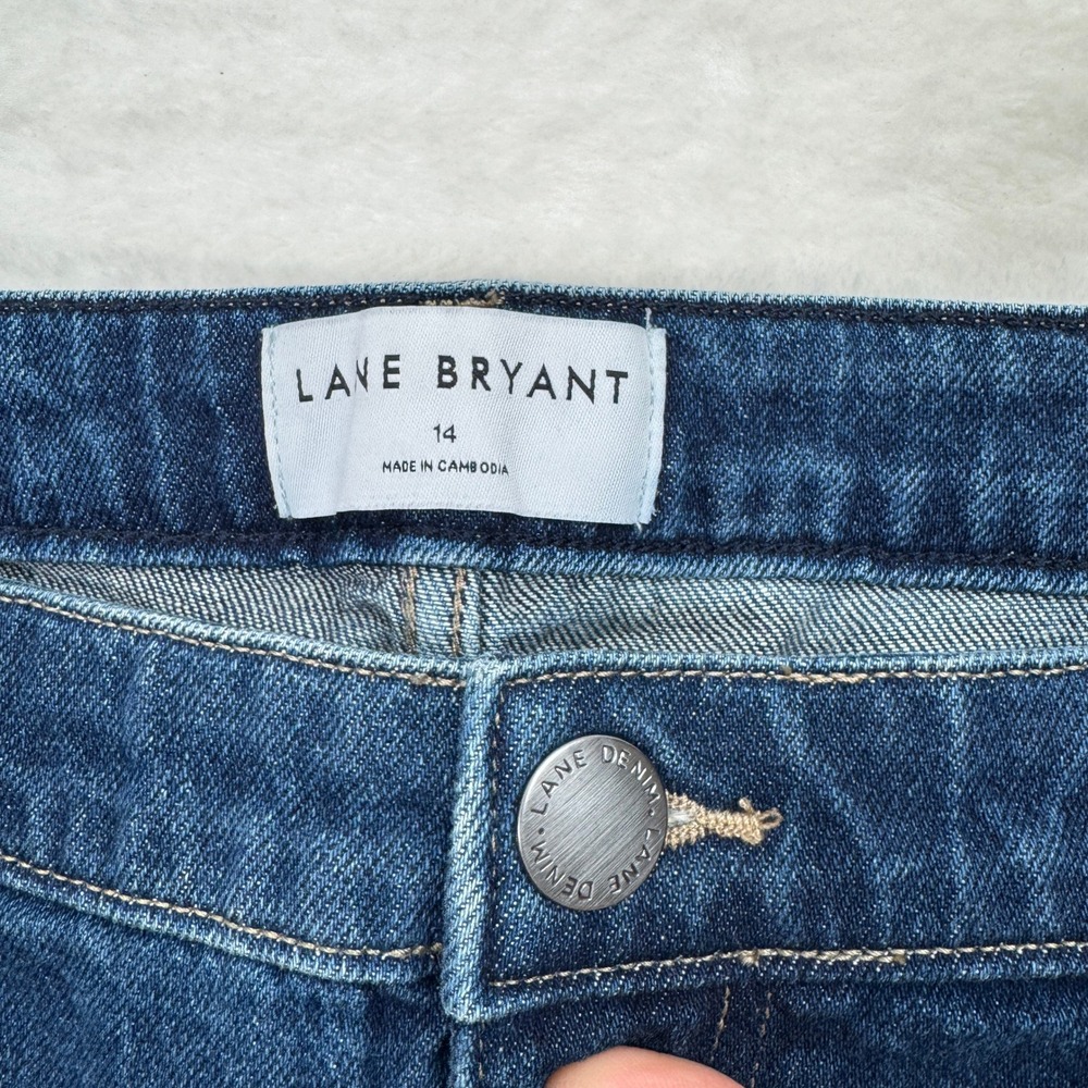 Lane Bryant Jeans Womens 14 Blue Boyfriend Capri Mid Rise Dark Wash Stretch - Picture 2 of 13